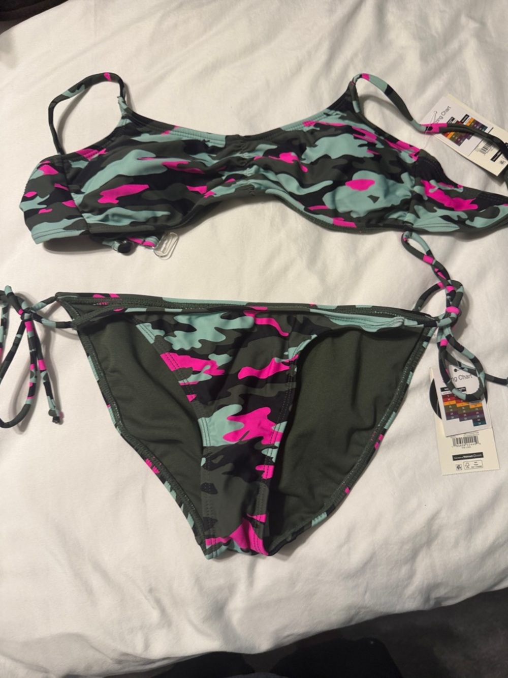 Pink and Mint Camo String Bikini Set